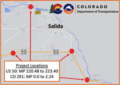 US 50 Salida Map