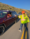 CDOT Executive Director Shoshana Lew handed out water and cookies to motorists.png thumbnail image