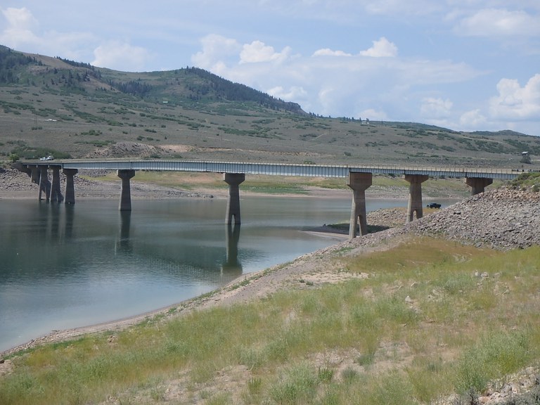 The US 50 Middle Bridge that crosses the Blue Mesa Reservoir about 20 miles west of Gunnison The US 50 Middle Bridge that crosses the Blue Mesa Reservoir about 20 miles west of Gunnison.