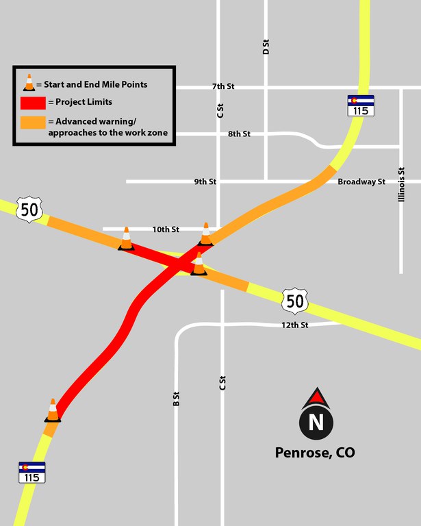 US 50 Penrose Roundabout Project Map