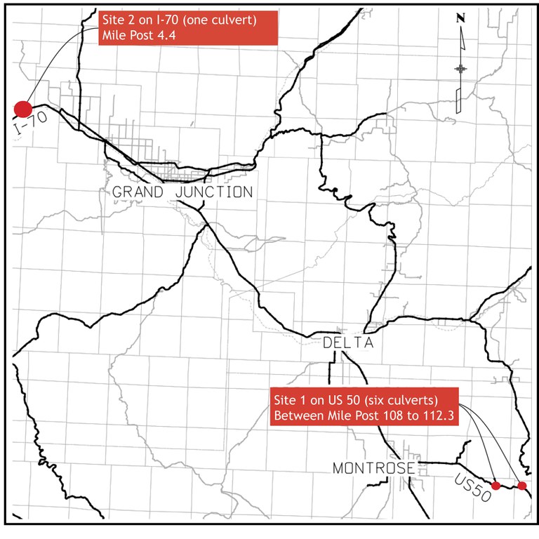 The map shows the seven locations where culverts are having work done to extend their lifespan.