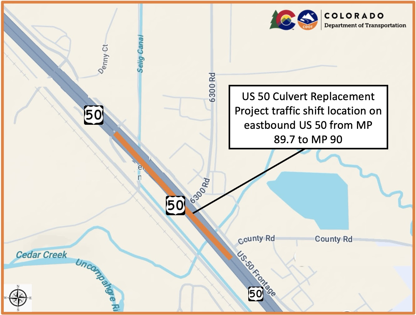 Map of eastbound traffic shift on US 50 in Montrose.jpg detail image