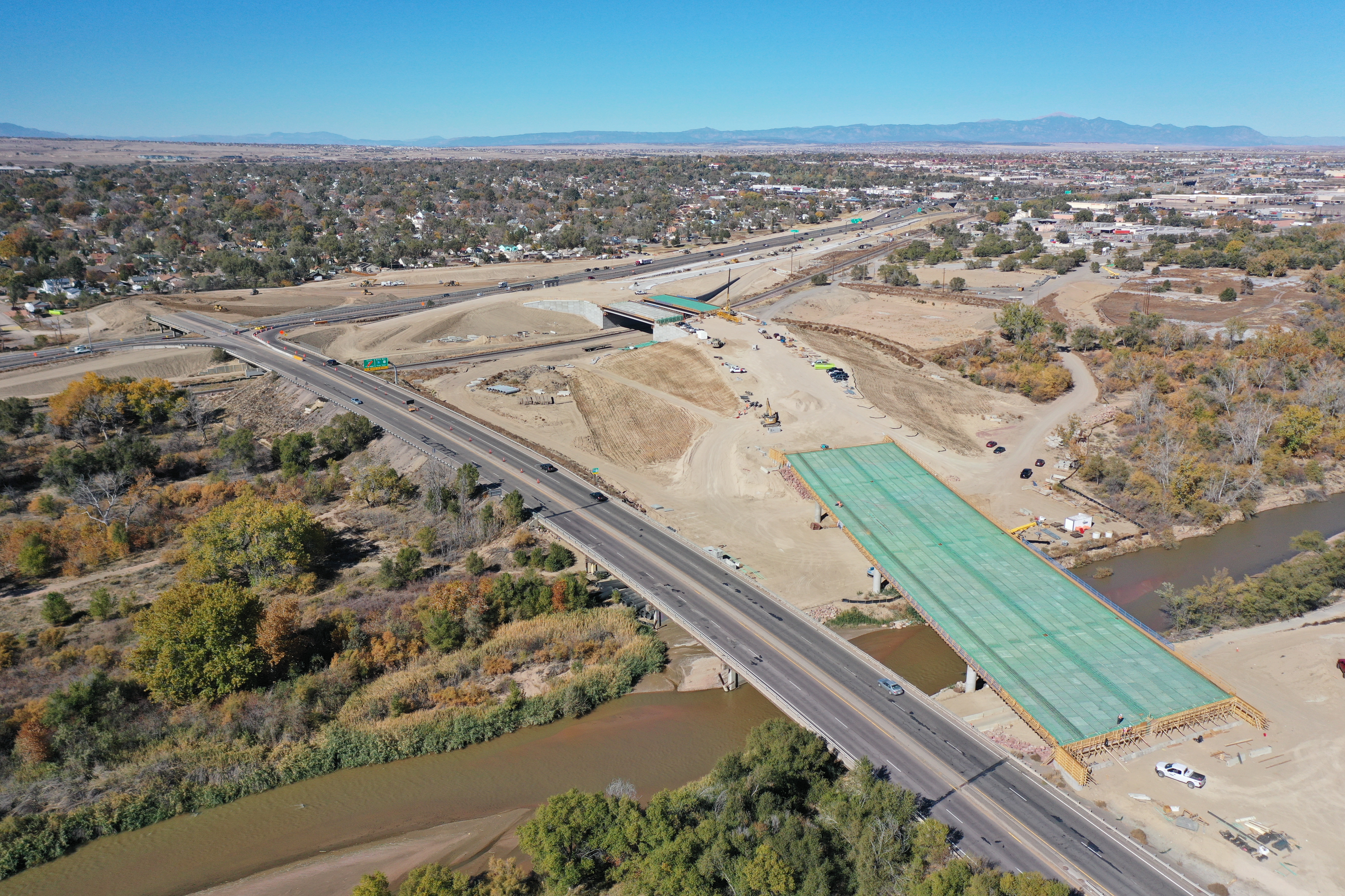 I-25 and US 50B Interchange aerial view of bridge construction.jpg detail image