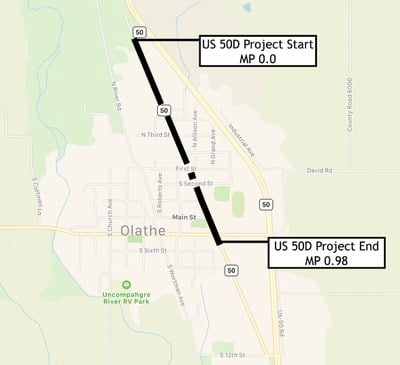 Map of US 50 Business Loop Zone