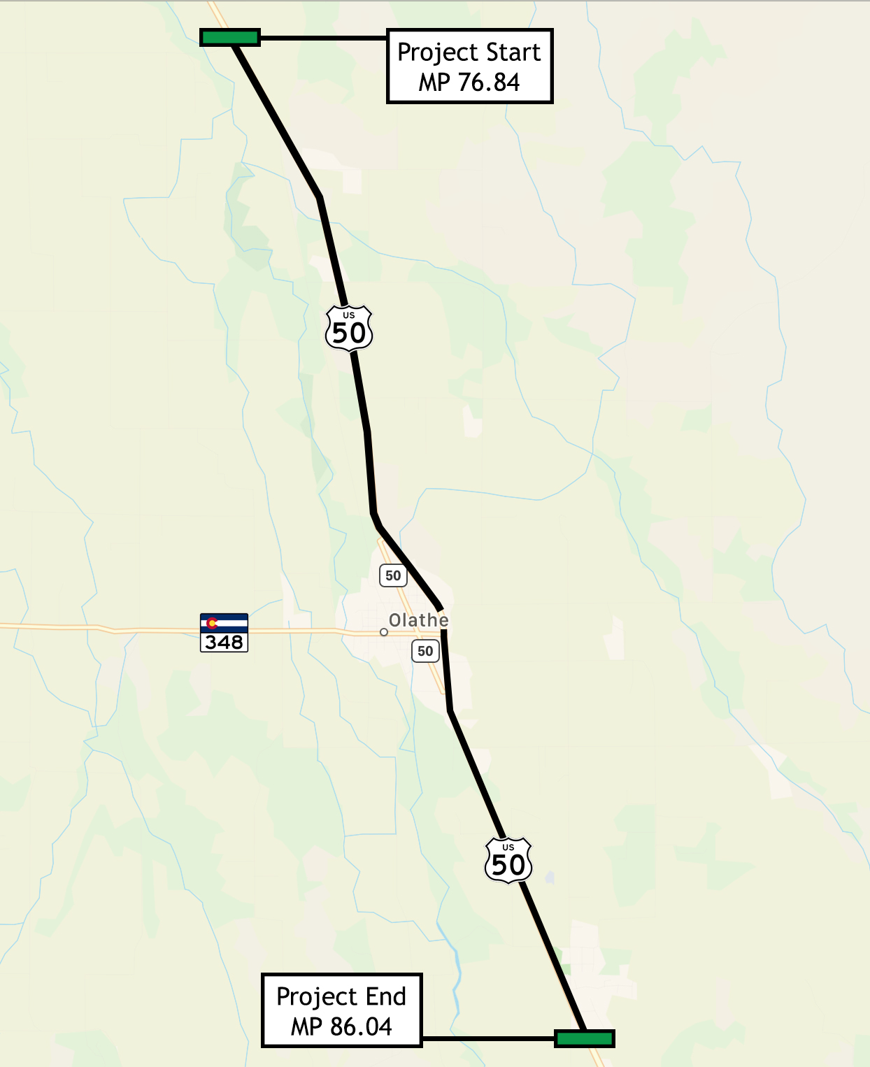 Map of US 50 Project Zone