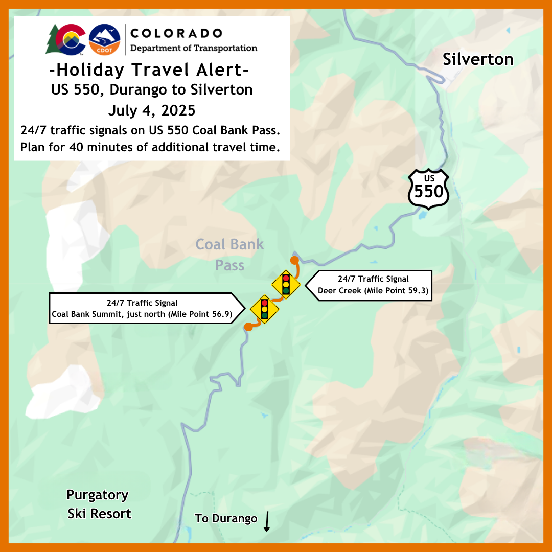 Map of temporary traffic signals US 550 Coal Bank Pass July 4th.png detail image