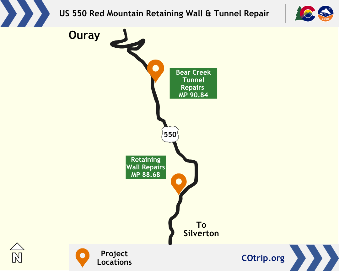 US 550 Retaining Wall and Tunnel Repairs Project Map.png detail image