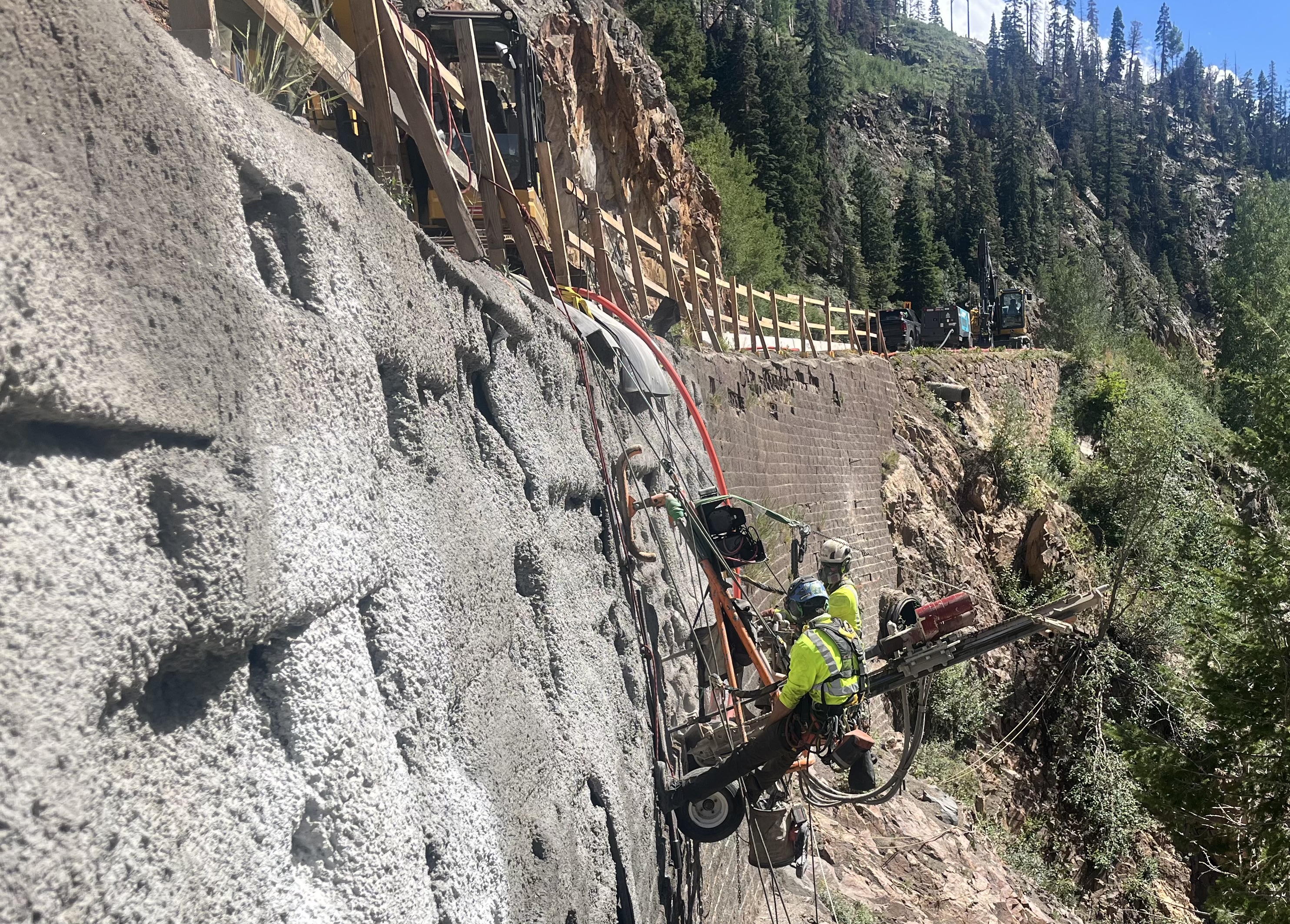 US 550 Retaining Wall and Tunnel Repairs Soil nail installation at the retaining wall July 2026.jpeg detail image