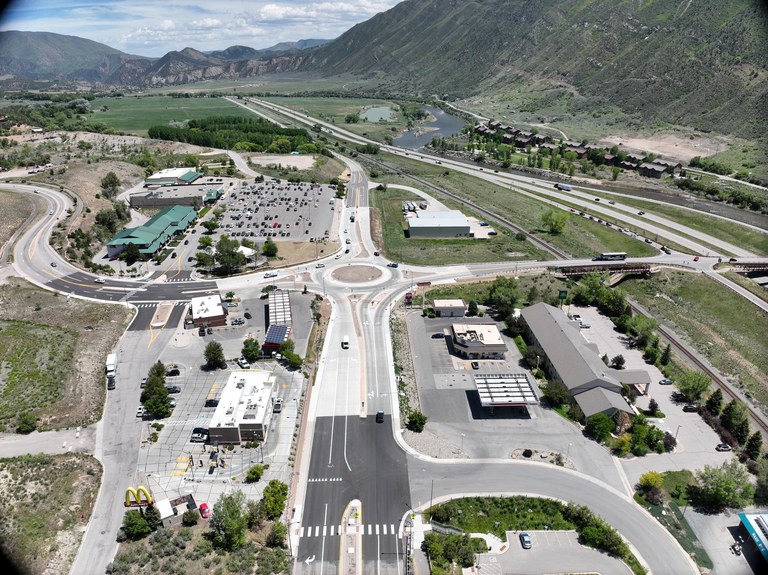 A drone view shows the newly completed New Castle US 6 roundabout A drone view shows the newly completed New Castle US 6 roundabout