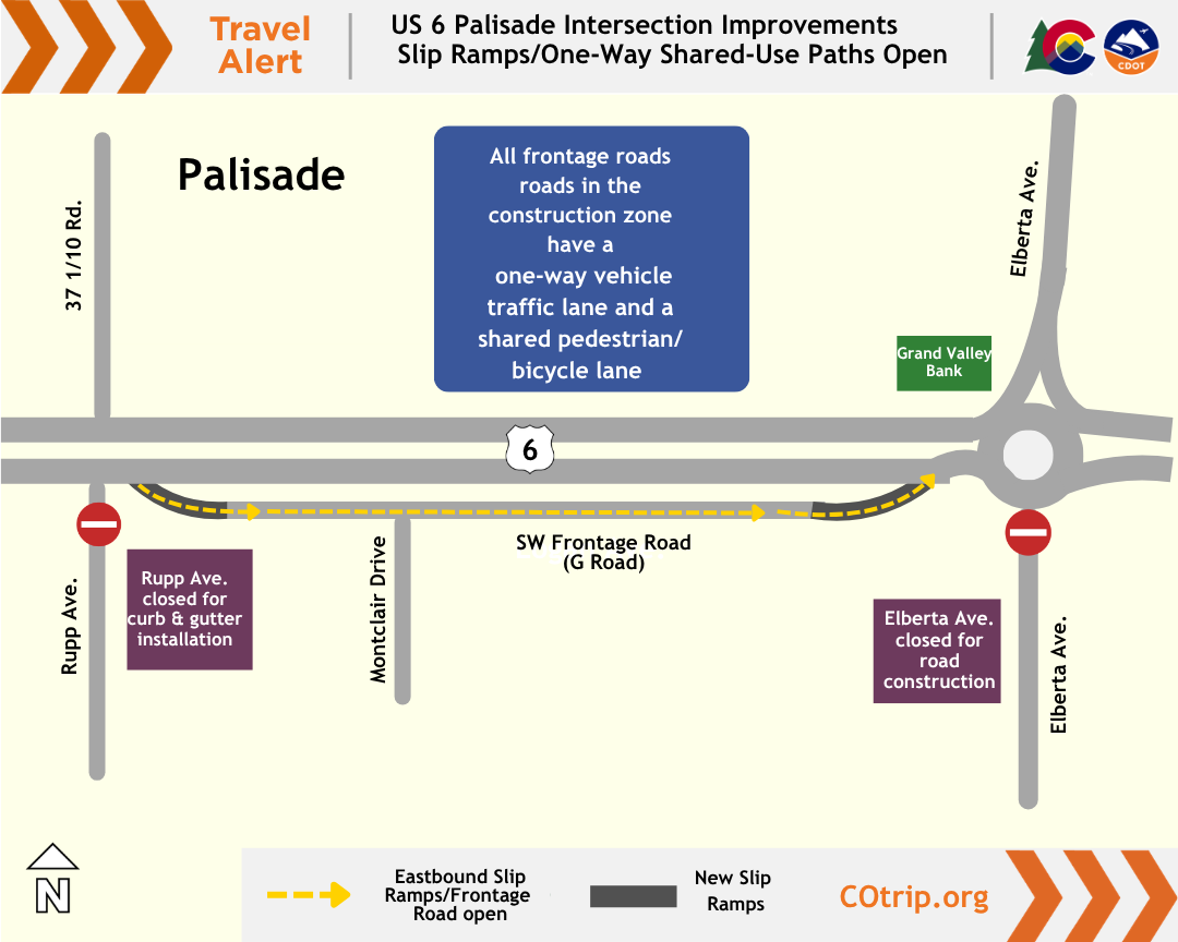 US 6 Palisade Intersection Improvements Southwest Shared Use Path Detour Map.png detail image