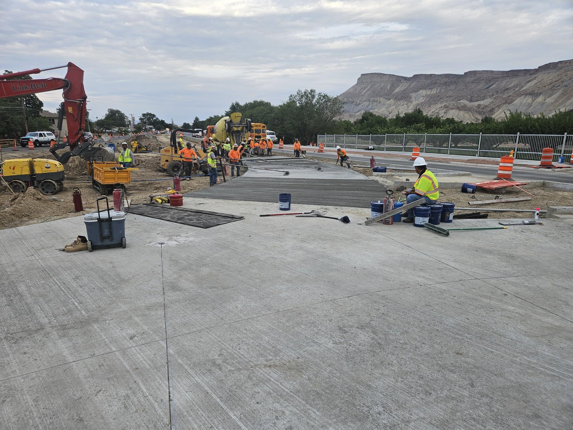 US 6 Palisade Intersection Improvements - US 6 at Elberta Avenue eastbound roundabout concrete pour_August 2026.jpg detail image