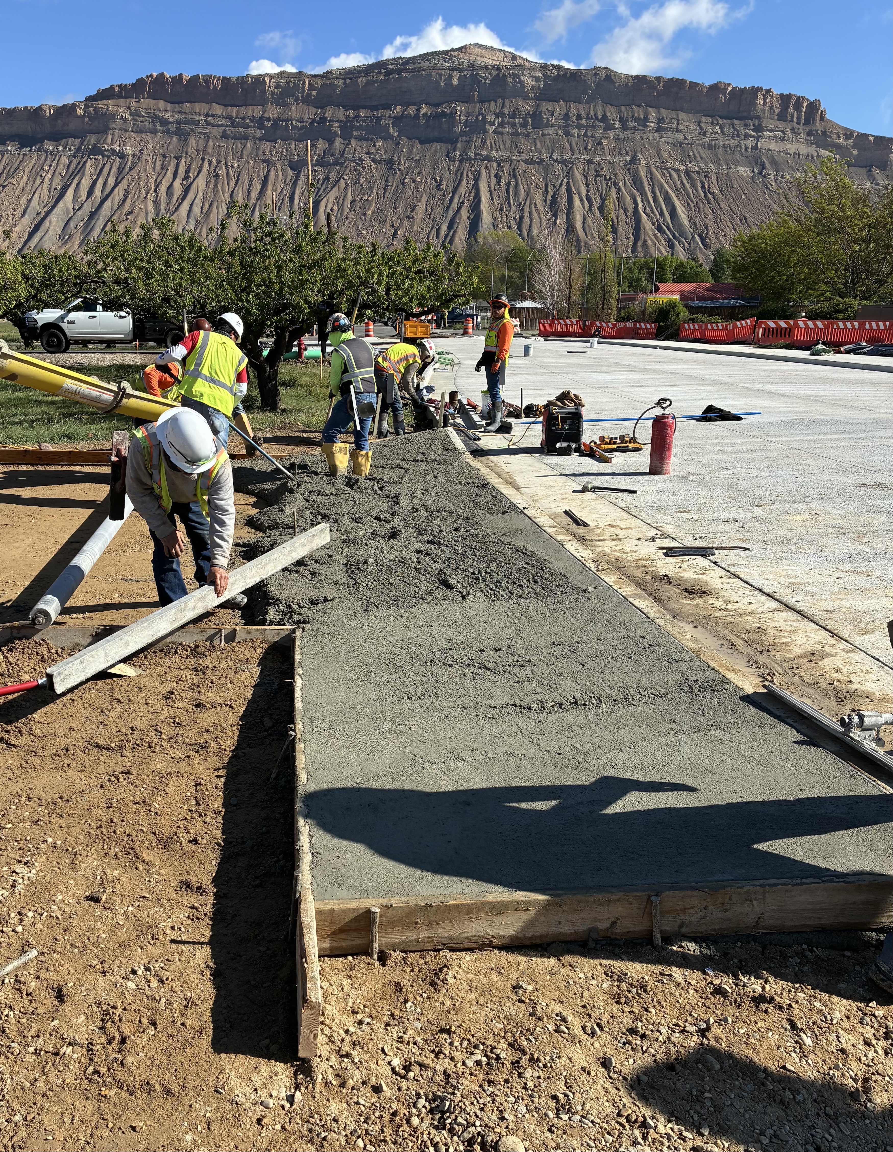 US 6 Palisade Intersection Improvements Bank entrance pour at Elberta Avenue.jpg detail image