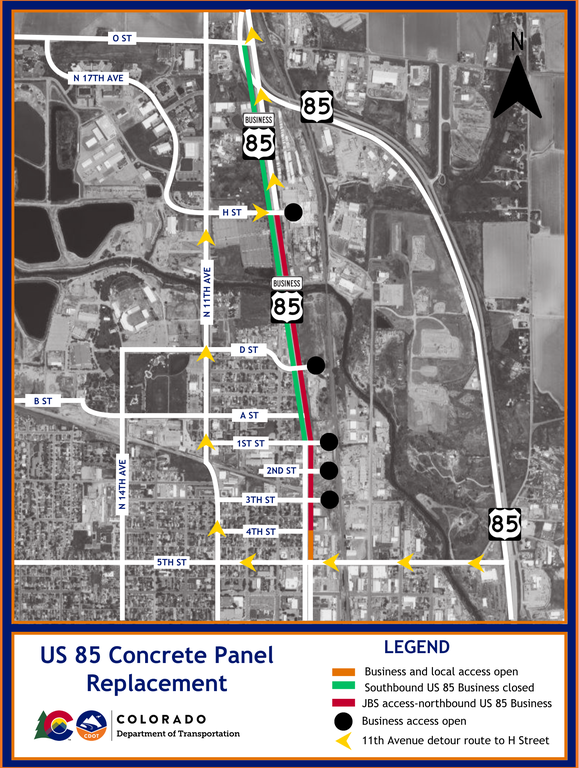 US 85 Concrete Panel Northbound Full Closure Detour Map US 85 Concrete Panel Northbound Full Closure Detour Map