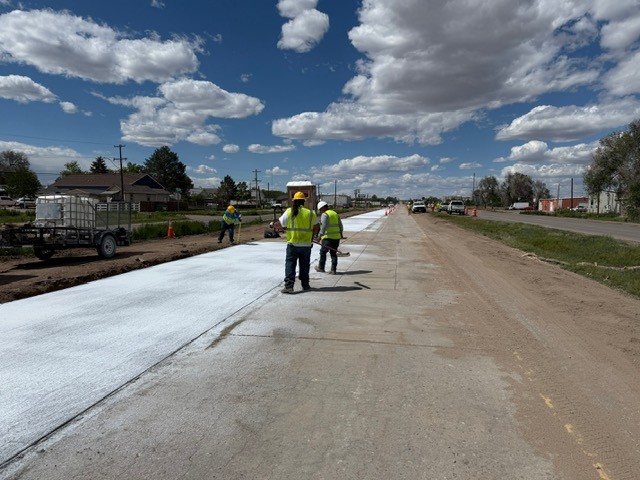 US 85 Concrete Panel Replacement Freshly Poured Concrete Panel Cures Before Saw Cutting on May 2025.jpg detail image