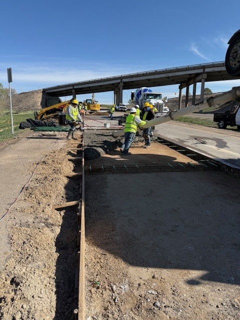 US 85 Concrete Panel Replacement Crews Pouring Concrete.jpg detail image