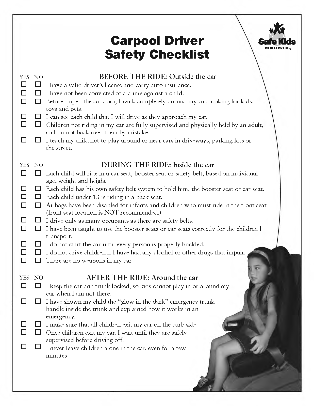 Carpool Driver Safety Checklist detail image