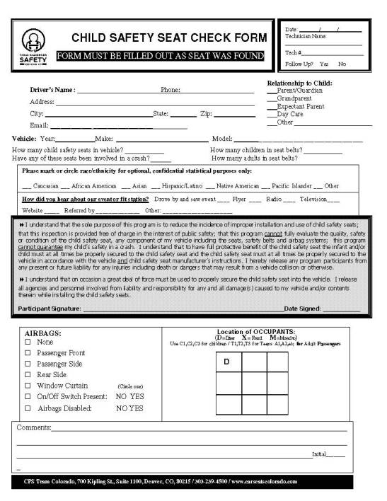 Safety Seat Check Form detail image