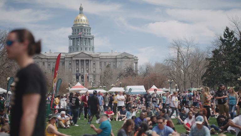 The lawn of the 420 Mile High Festival in Denver Colorado