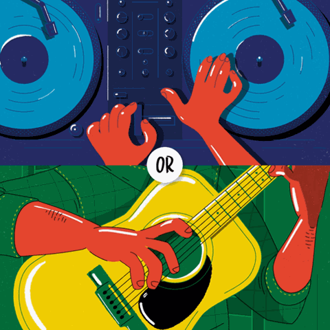 Electric music versus acoustic music graphic