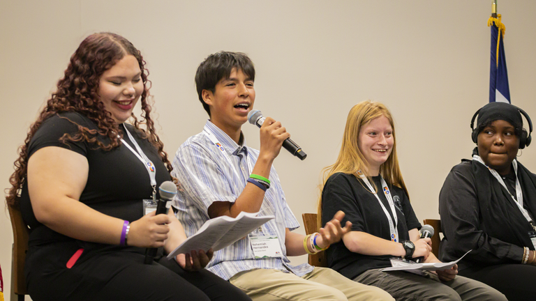 Members of the El Paso Public Health’s Teen Action Board (TAB) speaking during a panel at this year’s Traffic Safety Summit. 