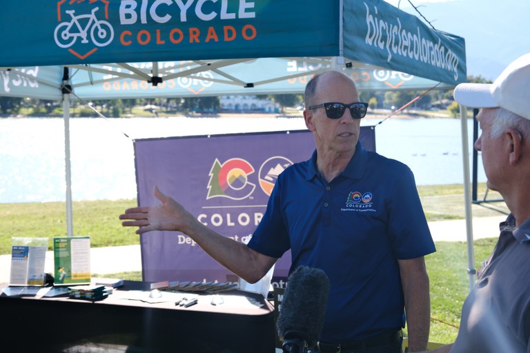 CDOT Traffic Safety Manager Sam Cole at Bike/Ped campaign 
