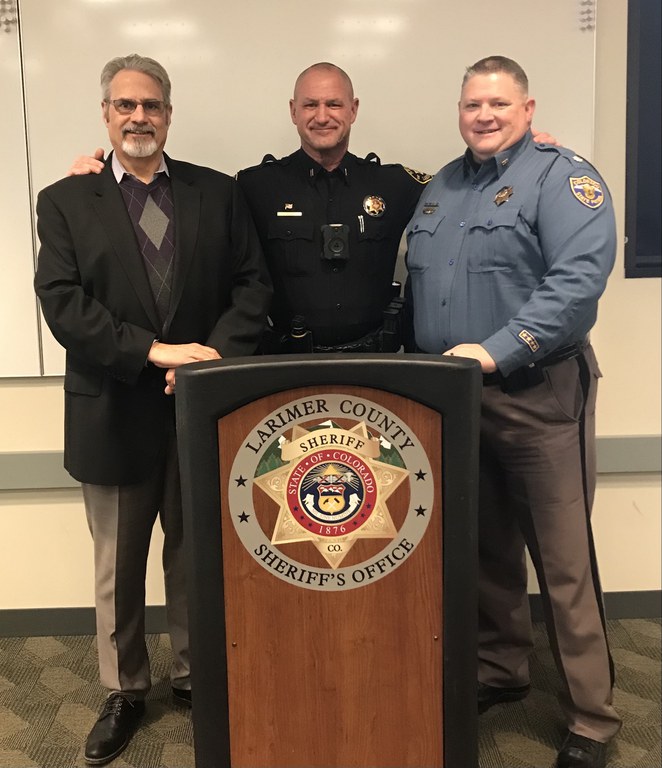 Glenn Davis of the Highway Safety Office, Capt. Tim Keeton of Larimer County Sheriff’s Office, and Lt. Col. Josh Downing, Colorado State Patrol.