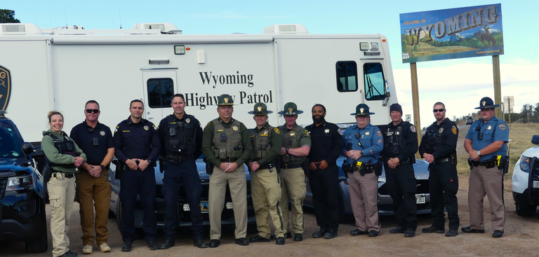 On Nov. 3, a joint high visibility enforcement was conducted targeting impaired drivers attending the "Border War" football game between the University of Wyoming and Colorado State University (CSU). This enforcement effort began in 2015, involving northern Colorado law enforcement agencies (Colorado State Patrol, Larimer County Sheriff's Office and Fort Collins Police Department) and numerous Wyoming law enforcement agencies. The primary focus is on US 287, I-25 & I-80 in Wyoming.  The day before the game, Army ROTC students run the "boot trophy" from their schools to the state line to transfer the trophy to the game location. his year, CSU ROTC ran the trophy to the state line. This ceremony poses a traffic safety challenge at the state line, due to the large number of pedestrians along the highway. It takes a tremendous effort by CDOT & WYDOT, who provided following vehicles, VMS vehicles and cones to protect the runners.