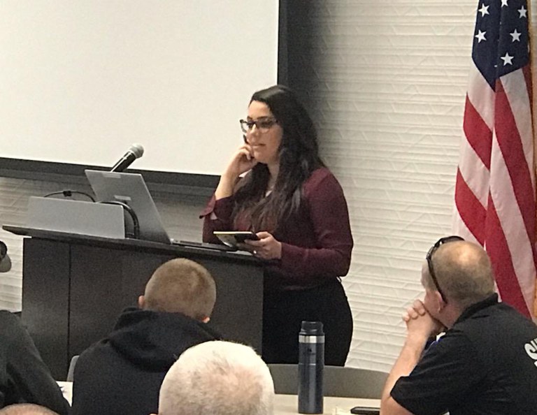 Highway Safety Office team member Brittany Janes assisting with the Feb. 27 training of instructors in Colorado's Standard Field Sobriety Testing program.