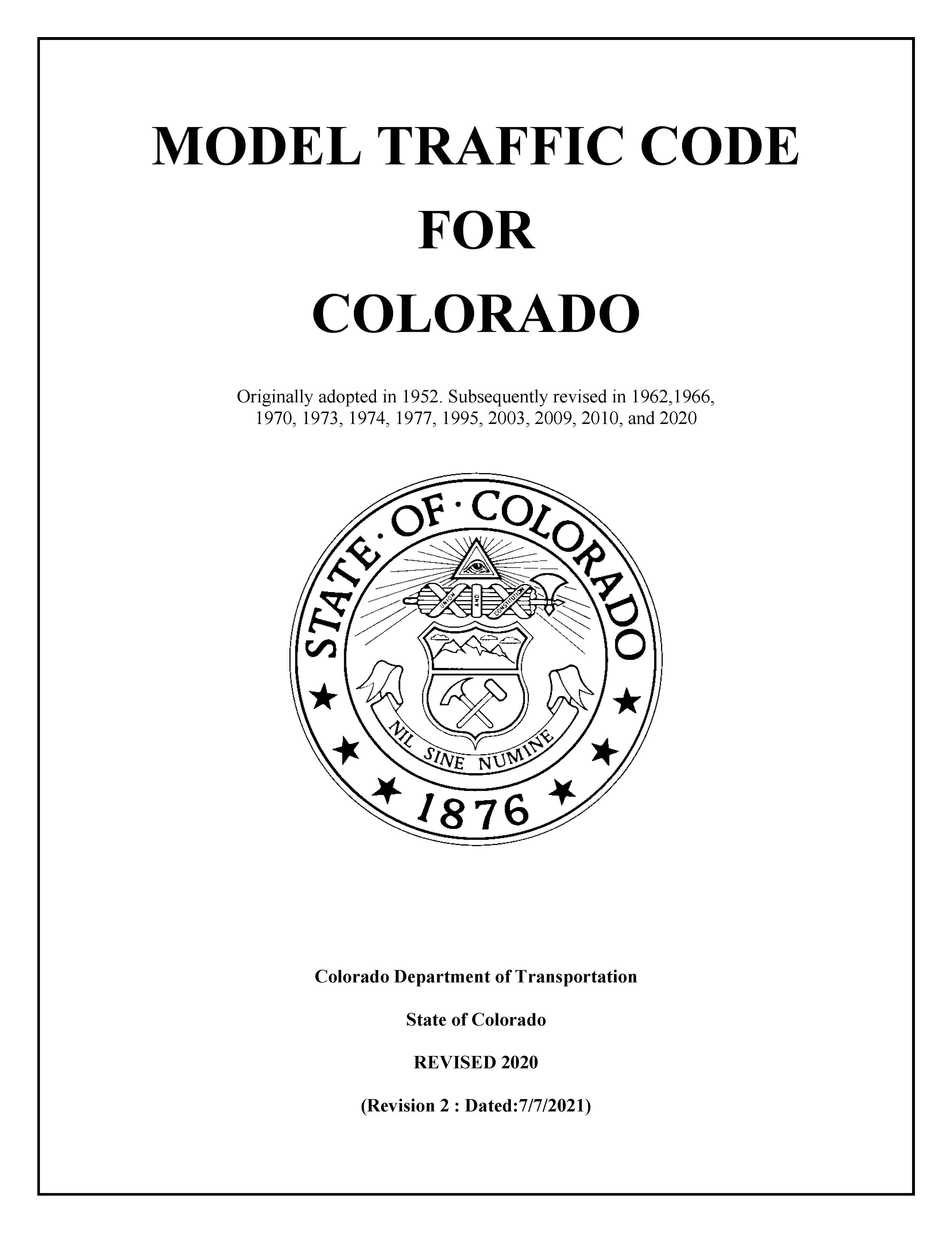Colorado Model Traffic Code — Colorado Department of Transportation