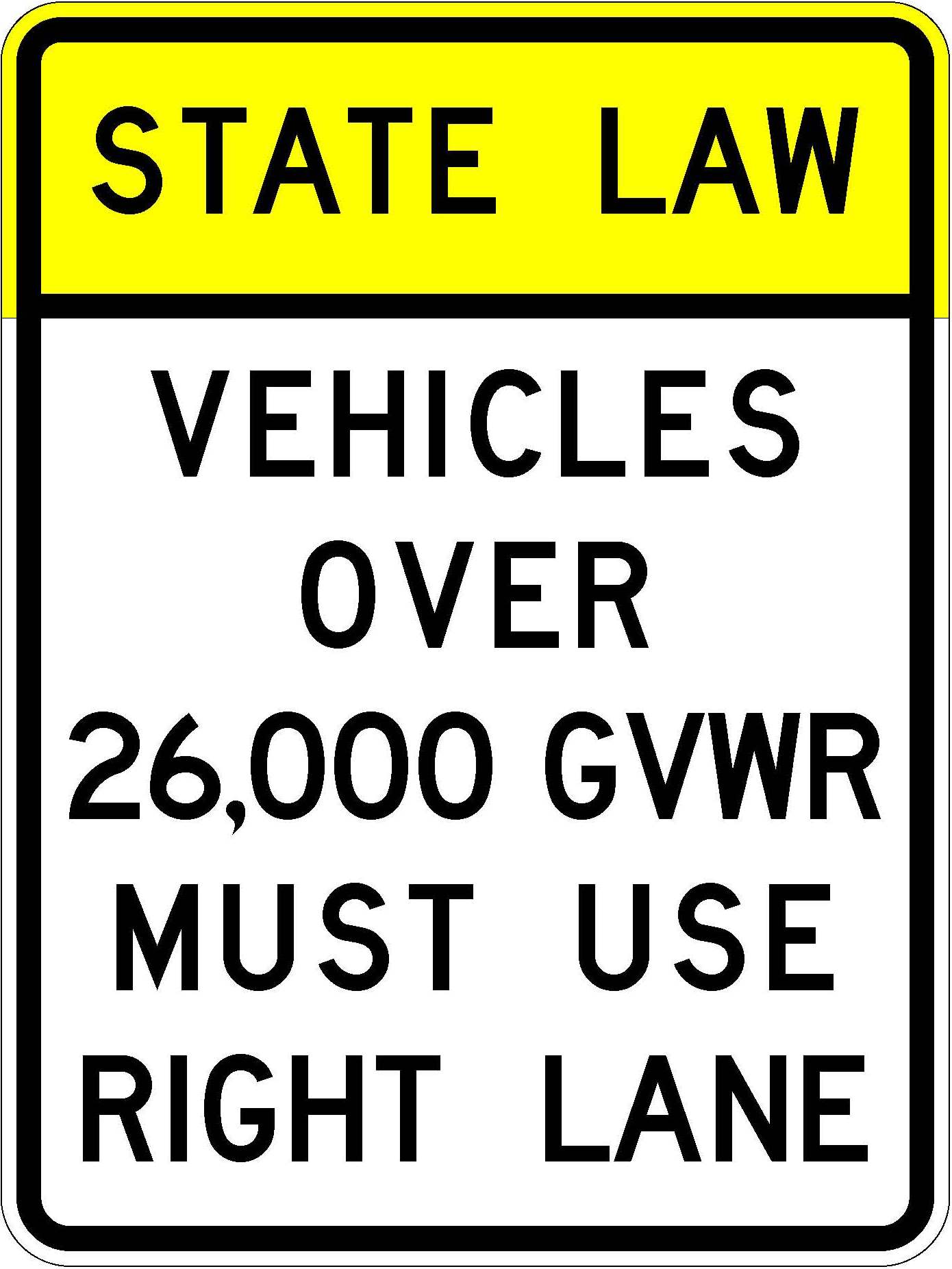 R4-5a State Law Vehicles Over 26,000 GVWR Must Use Right Lane detail image