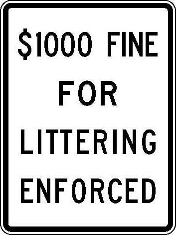 R51-1 $1000 Fine For Littering Enforced JPEG detail image