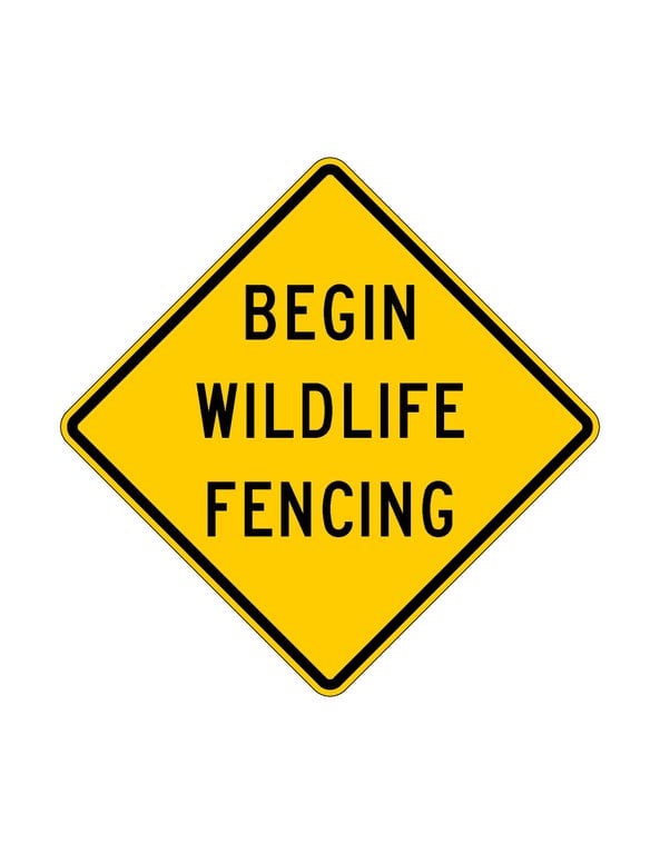 W11-57 Begin Wildlife Fencing