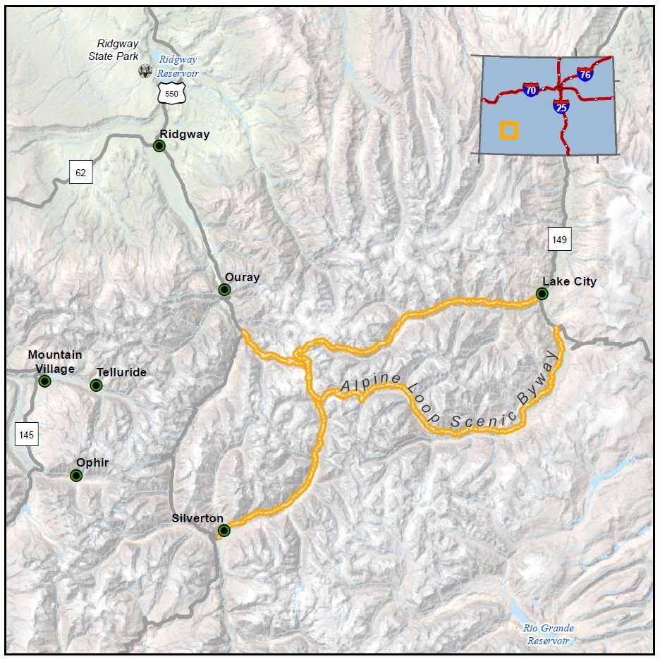 Alpine Loop Scenic Byway map detail image