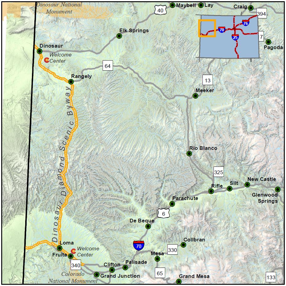 Dinosaur Diamond Scenic Byway map detail image