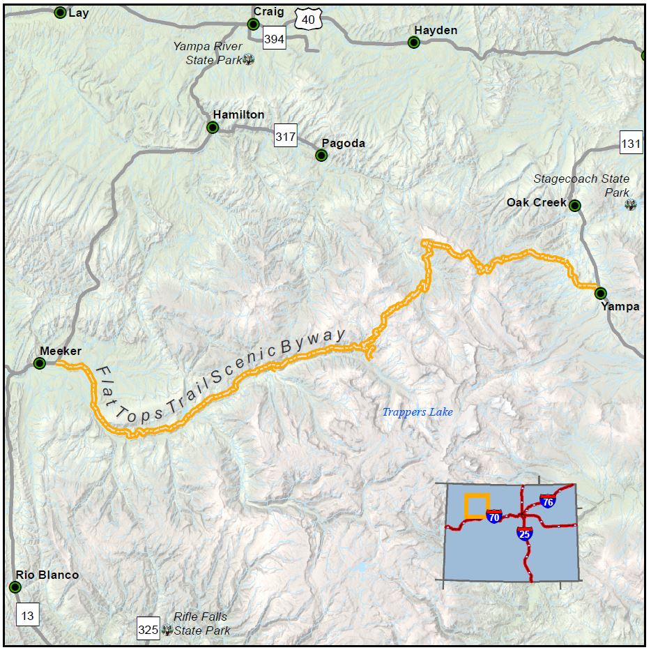 Flat Tops Trail Scenic Byway map detail image