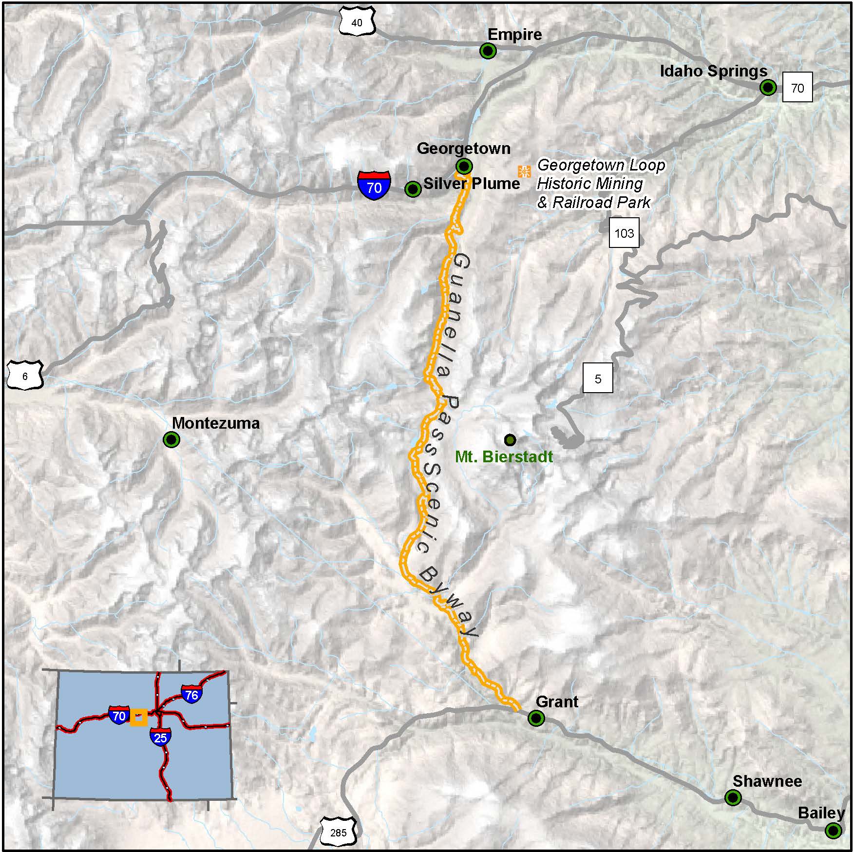 Guanella Pass Scenic Byway Map