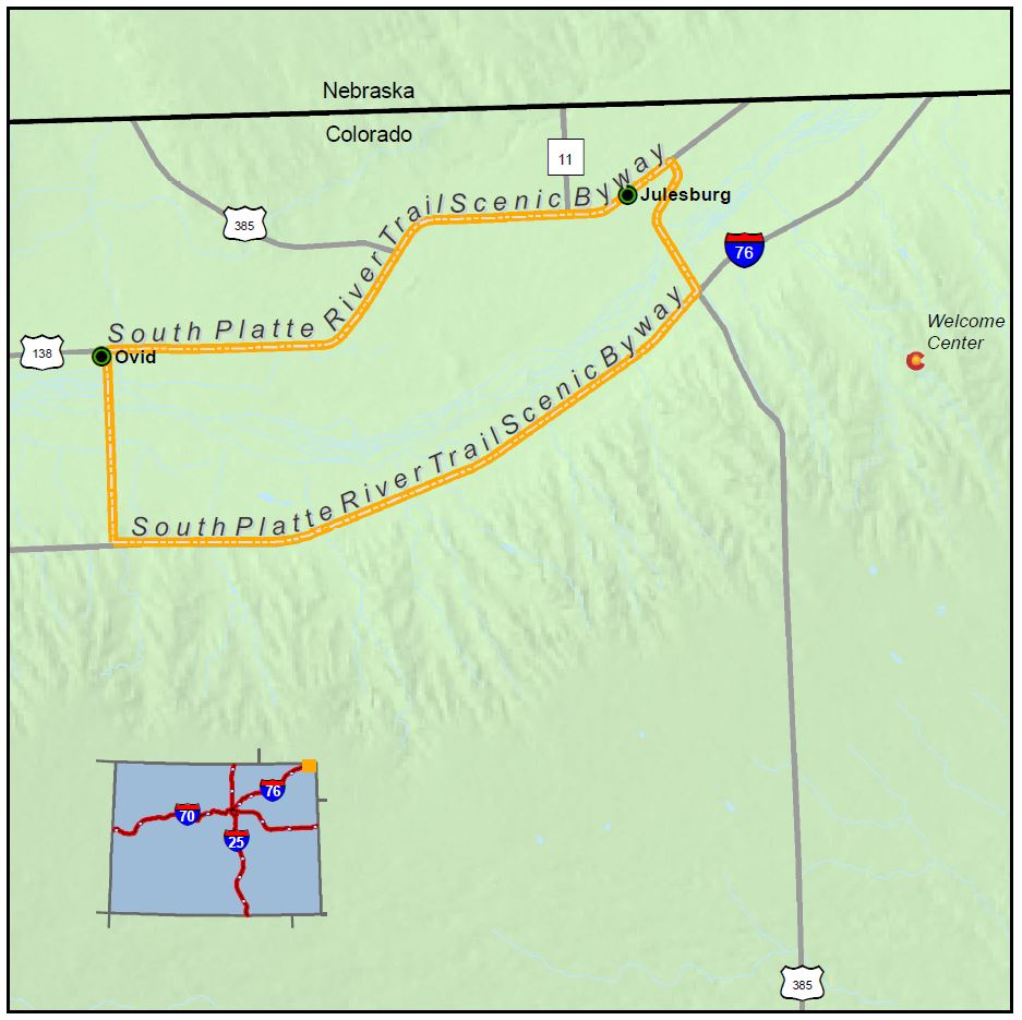 South Platte River Trail Scenic Byway map detail image