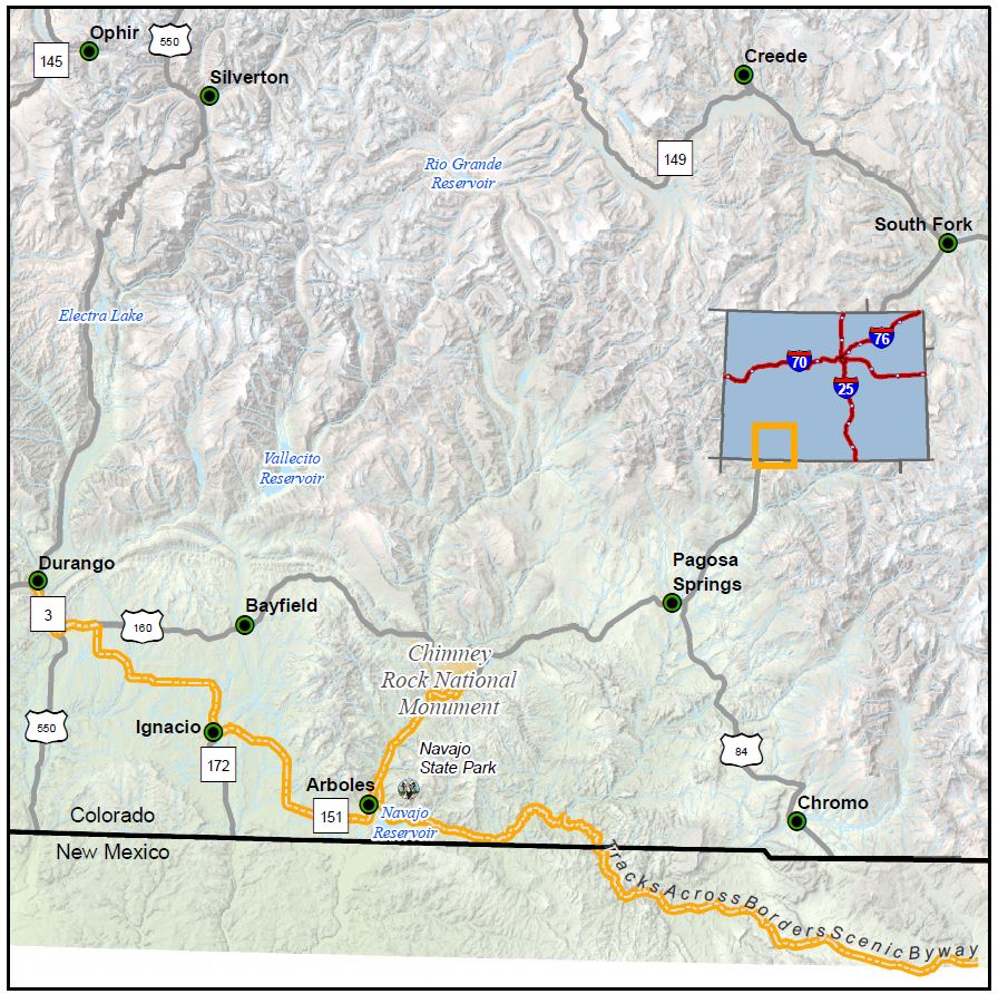 Tracks Across Borders Scenic Byway map