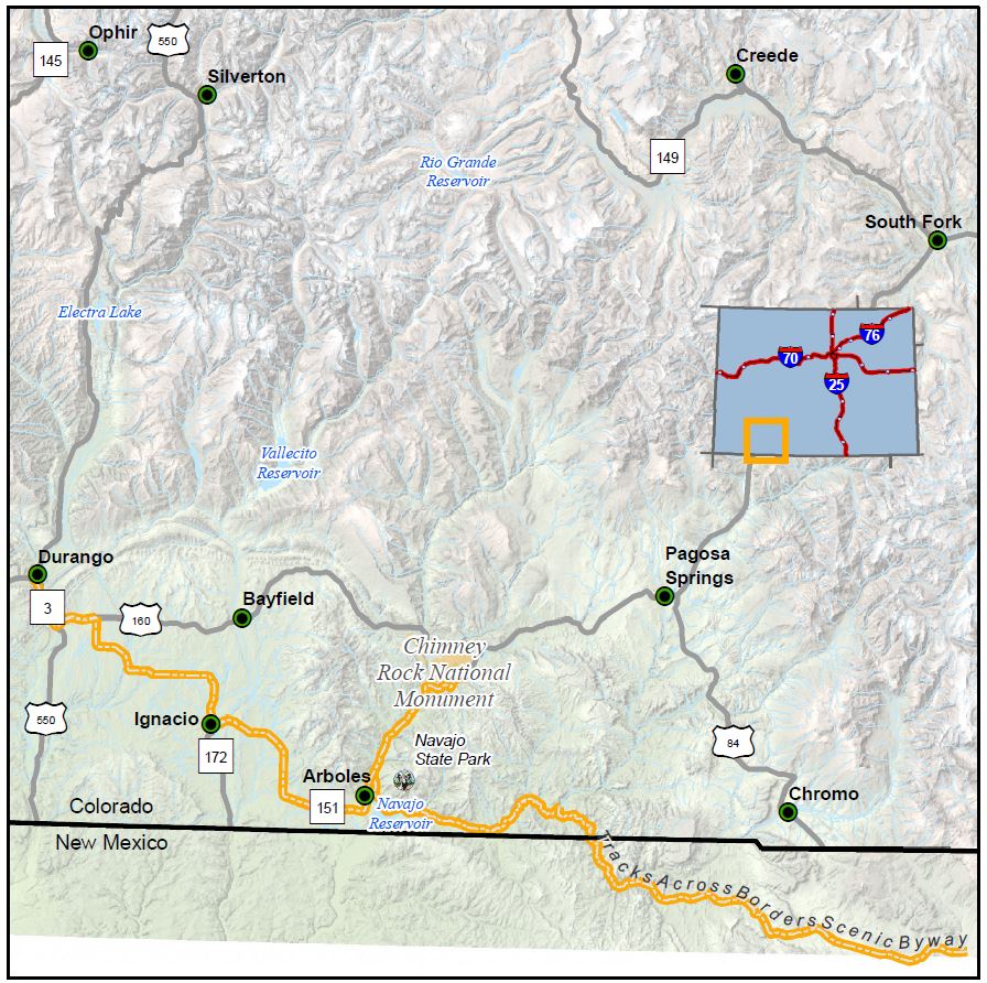 Tracks Across Borders Scenic Byway map detail image