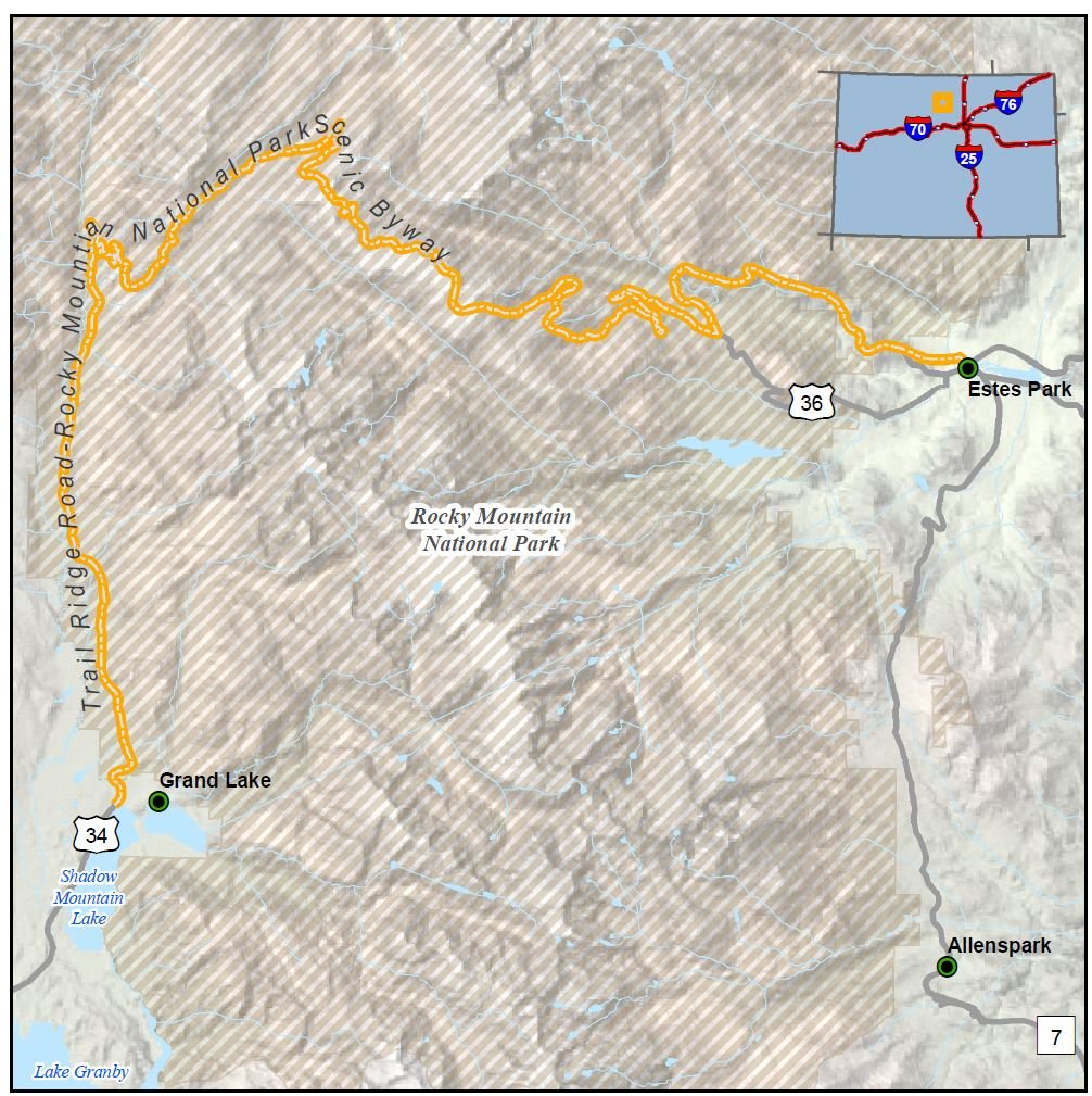 Trail Ridge Road: Rocky Mountain National Park Scenic Byway map Trail Ridge Road: Rocky Mountain National Park Scenic Byway map