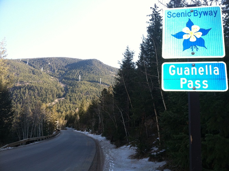 Guanella Pass road and sign Nov 2013 detail image