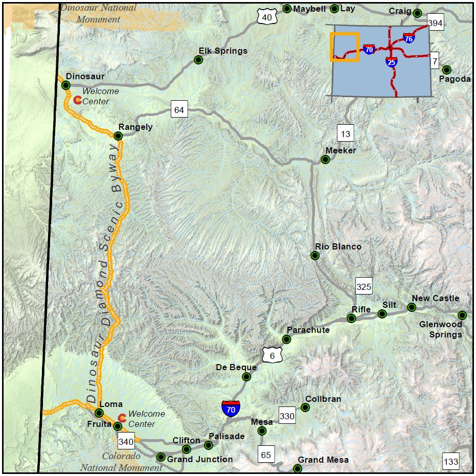 Dinosaur Diamond Scenic Byway map
